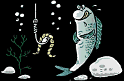 Ein Fisch der einen Wurm sieht